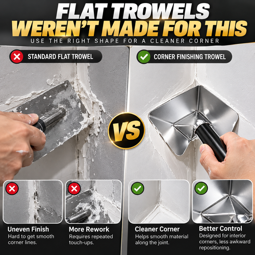 Corner Finishing Trowel – Stainless Steel Plaster & Putty Tool for Interior Wall Corners