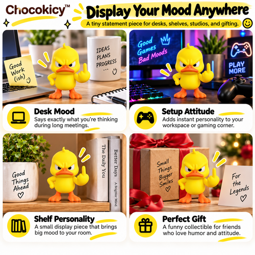 Funny Angry Duck Figurine – Sarcastic Desk Decor & Novelty Gift