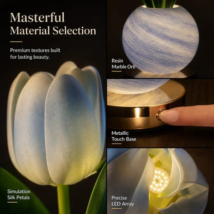 Tulip Planet LED Mood Lamp – Touch Control Bedside Light with Realistic Tulips