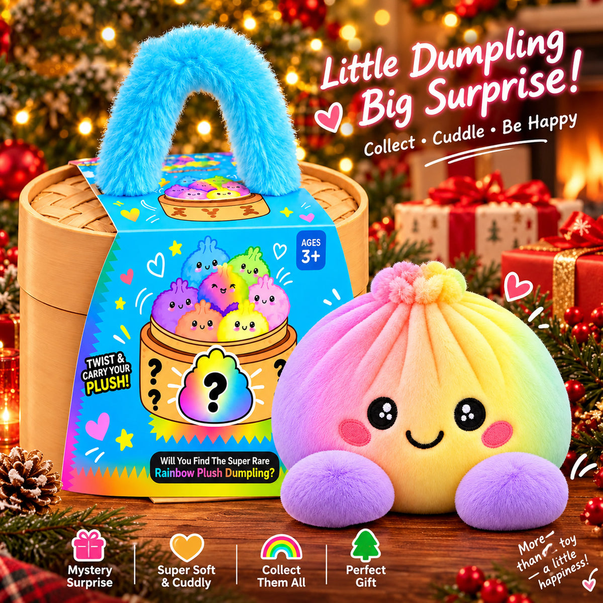 Mystery Plush Dumpling – Surprise Collectible Soft Toy with Steamer Basket Gift Box