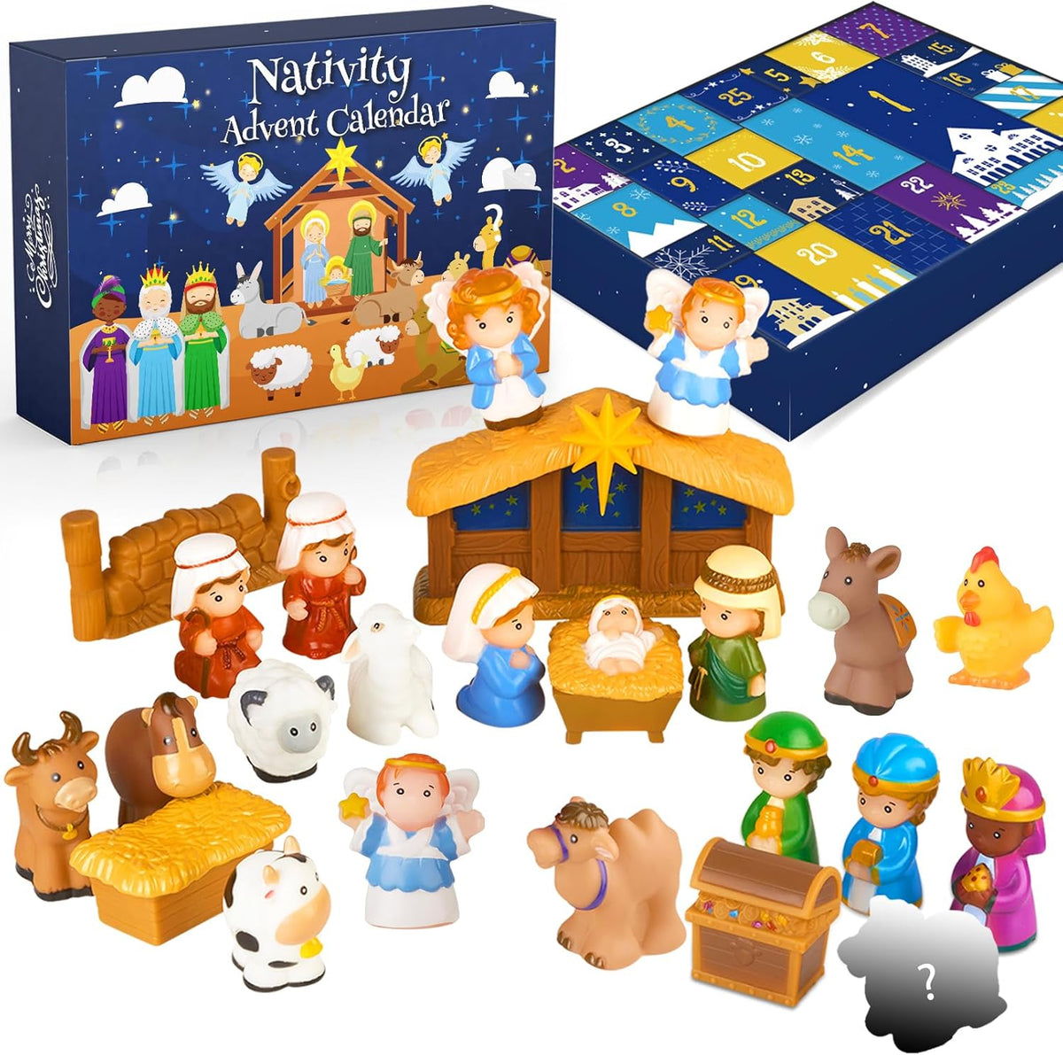 2026 Nativity Advent Calendar – 25 Piece Christmas Nativity Scene Playset