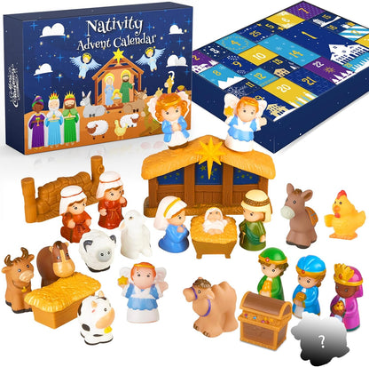 2026 Nativity Advent Calendar – 25 Piece Christmas Nativity Scene Playset