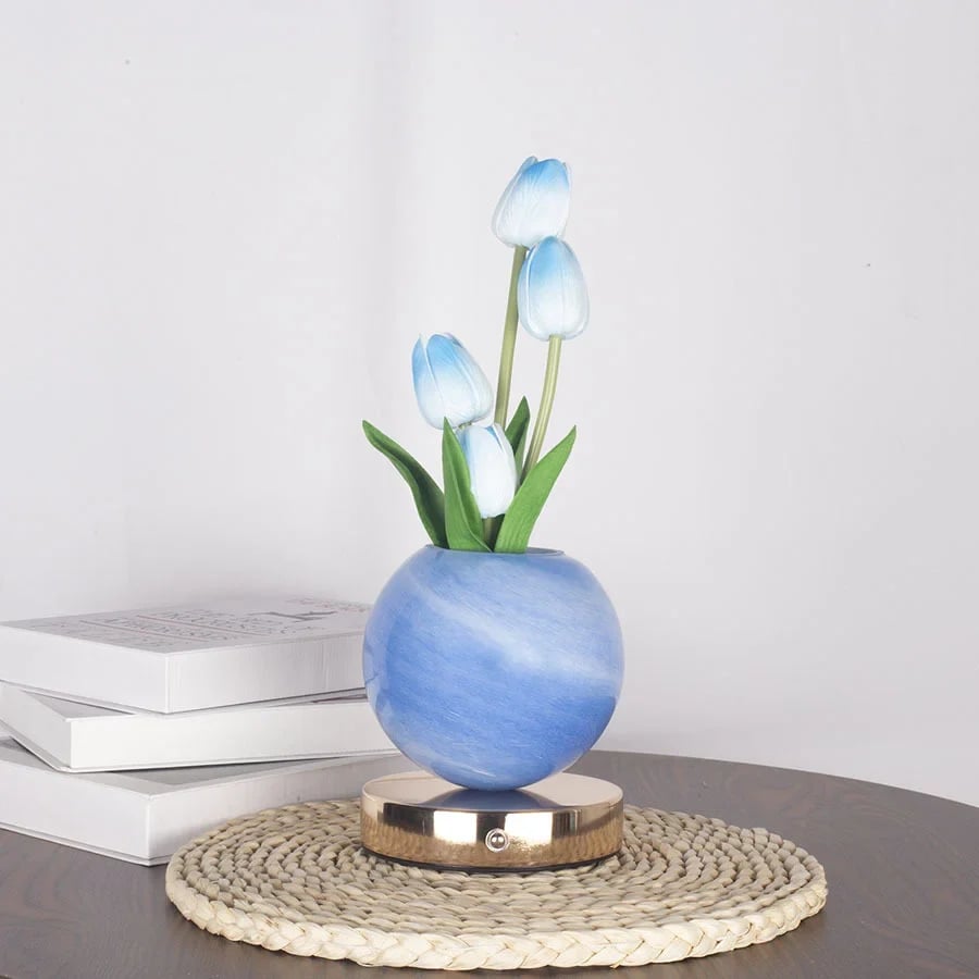 Tulip Planet LED Mood Lamp – Touch Control Bedside Light with Realistic Tulips