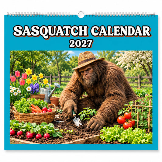 Sasquatch Bigfoot 2027 Wall Calendar – Funny 12-Month Cryptid Calendar, 8.5" × 11" Spiral Hanging Calendar