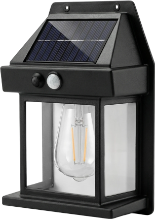 Motion Sensor Solar Wall Light, IP65 Waterproof Solar Lantern Wall Lamp, 3 Lighting Modes, Auto On/Off, Bright Warm Light for Garden, Patio, Porch & Pathway