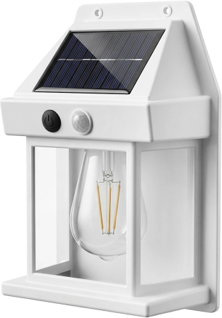 Motion Sensor Solar Wall Light, IP65 Waterproof Solar Lantern Wall Lamp, 3 Lighting Modes, Auto On/Off, Bright Warm Light for Garden, Patio, Porch & Pathway