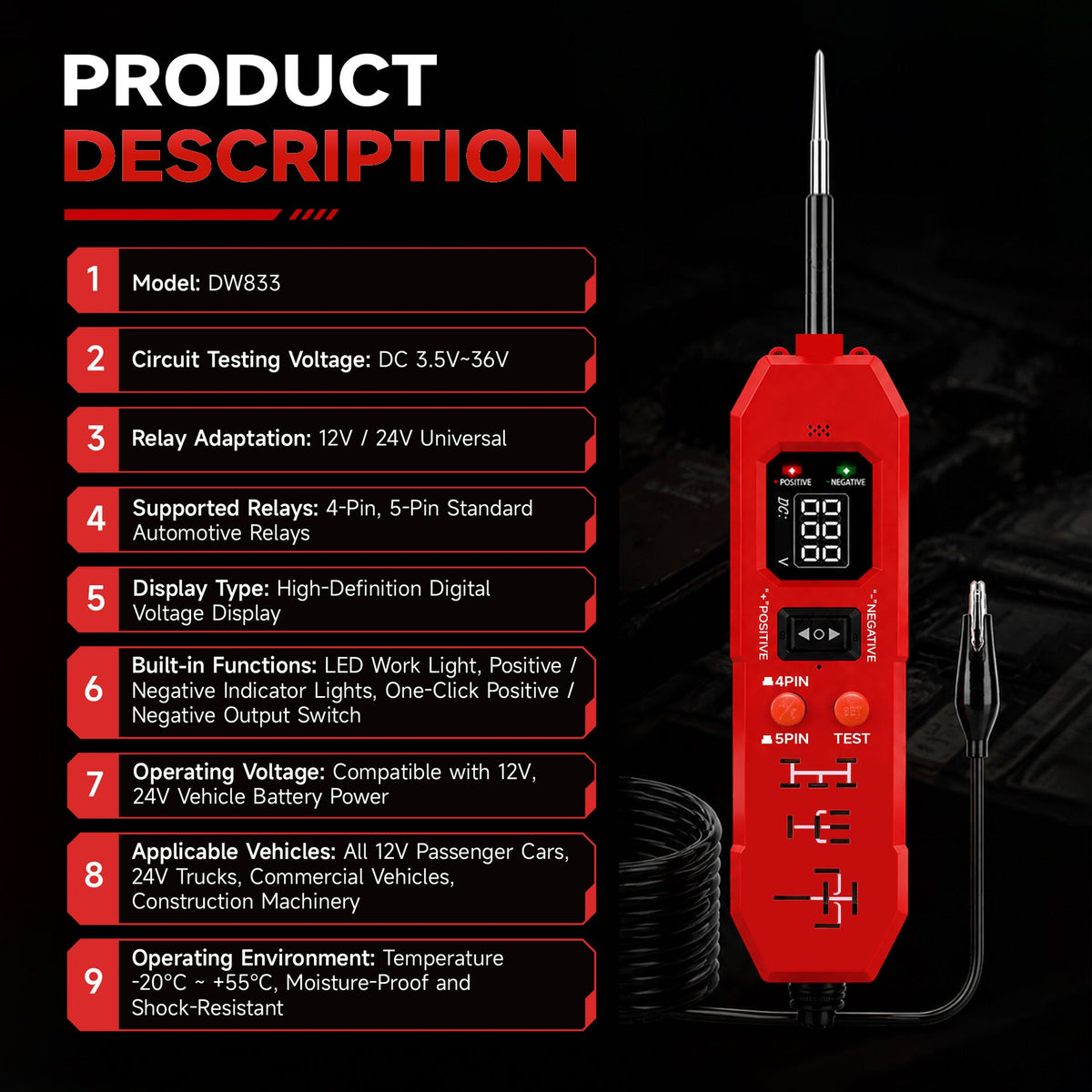 2-in-1 Automotive Circuit & Relay Tester