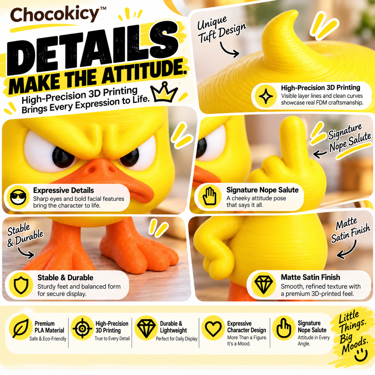 Funny Angry Duck Figurine – Sarcastic Desk Decor & Novelty Gift