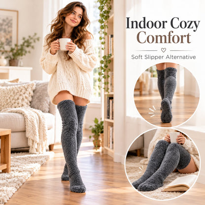 Ultra-Long Plush Thigh-High Socks – One Size, Cozy Home Socks for Winter Comfort❄️