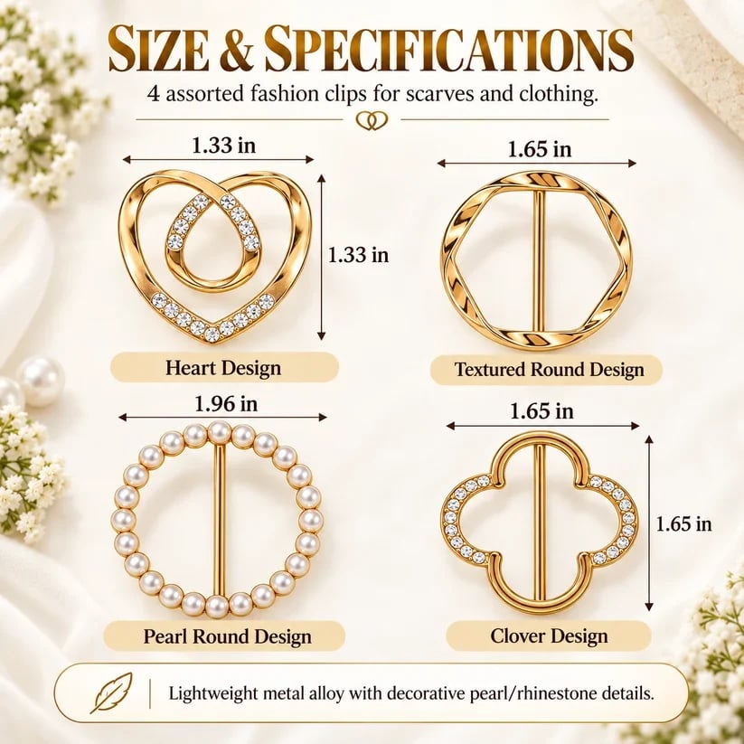 ✨ Women's Metal Shirt Clips – Round & Heart Designs for Loose Clothing