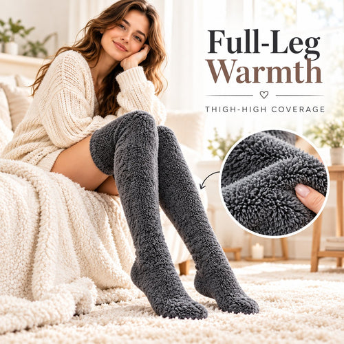 Ultra-Long Plush Thigh-High Socks – One Size, Cozy Home Socks for Winter Comfort❄️