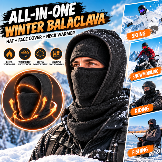 ❄️ Winter All-in-One Balaclava – Fleece Hood, Face Cover & Neck Warmer
