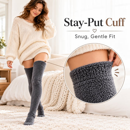 Ultra-Long Plush Thigh-High Socks – One Size, Cozy Home Socks for Winter Comfort❄️