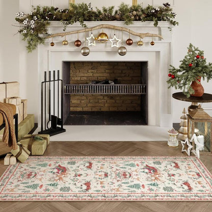 🎄 Vintage Christmas Deer & Santa Long Runner Rug