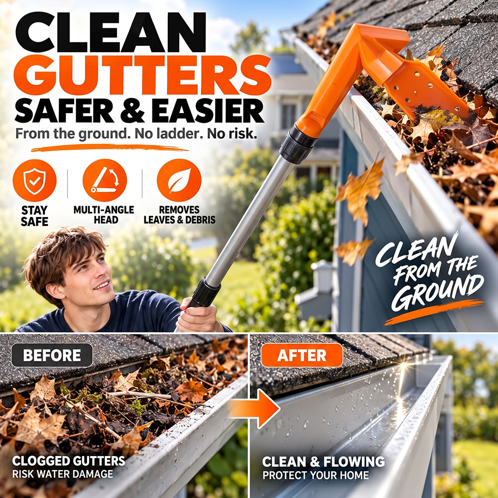 No-Climb Gutter Cleaning Tool