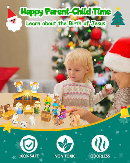 2026 Nativity Advent Calendar – 25 Piece Christmas Nativity Scene Playset