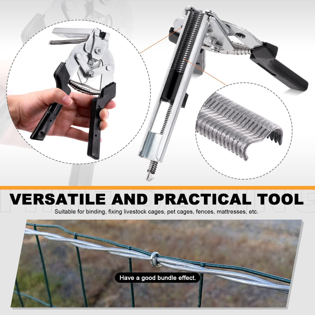 M-Type Hog Ring Pliers Kit – Semi-Automatic Spring-Loaded Fence & Cage Repair Tool