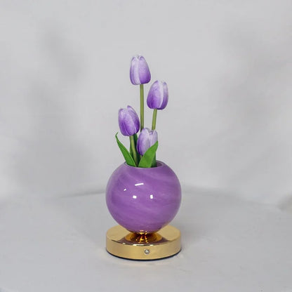 Tulip Planet LED Mood Lamp – Touch Control Bedside Light with Realistic Tulips
