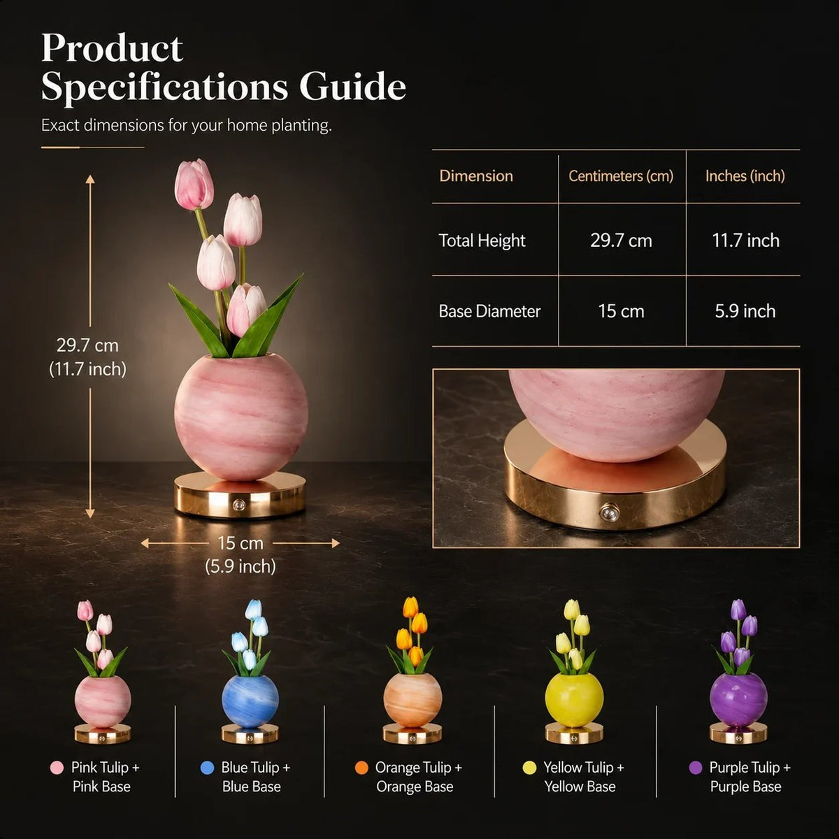 Tulip Planet LED Mood Lamp – Touch Control Bedside Light with Realistic Tulips