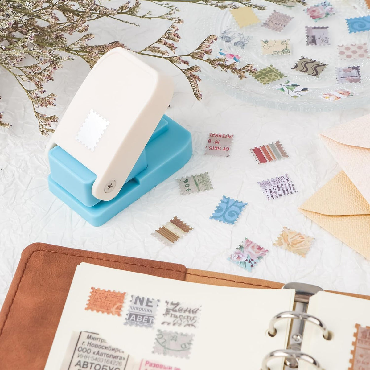 Mini Stamp Paper Punch – Postage Stamp Edge Craft Cutter for Scrapbooking & DIY