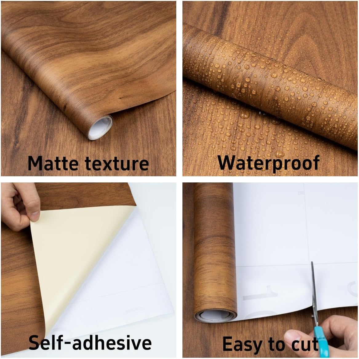 Realistic Wood Grain Peel & Stick Contact Paper – Waterproof Furniture & Countertop Vinyl Wrap