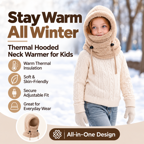 🧣3-in-1 Kids' Winter Hood – Soft Fleece Hat, Face Cover & Neck Warmer❄️
