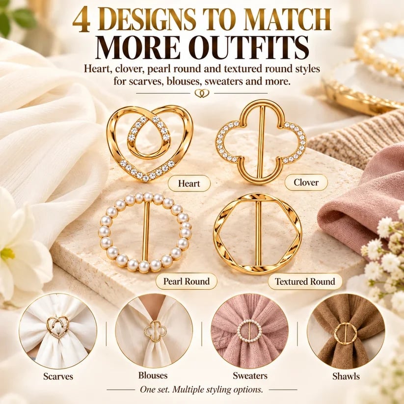 ✨ Women's Metal Shirt Clips – Round & Heart Designs for Loose Clothing