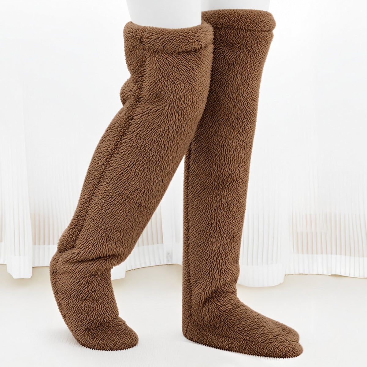Ultra-Long Plush Thigh-High Socks – One Size, Cozy Home Socks for Winter Comfort❄️
