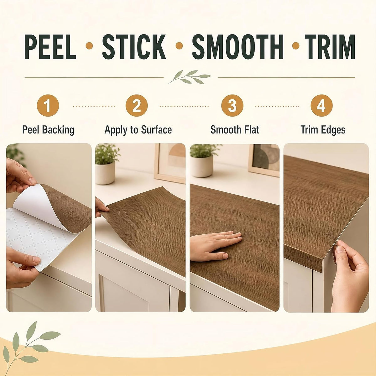 Realistic Wood Grain Peel & Stick Contact Paper – Waterproof Furniture & Countertop Vinyl Wrap