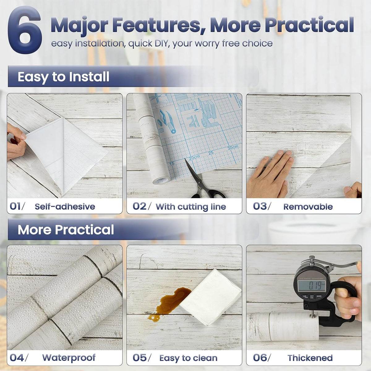 Realistic Wood Grain Peel & Stick Contact Paper – Waterproof Furniture & Countertop Vinyl Wrap