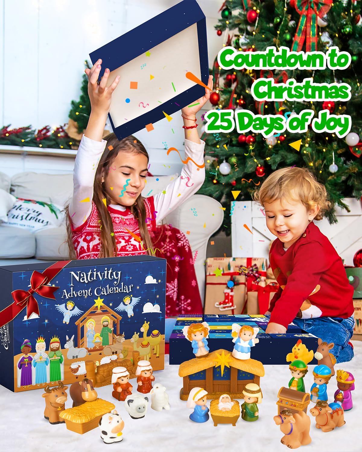 2026 Nativity Advent Calendar – 25 Piece Christmas Nativity Scene Playset