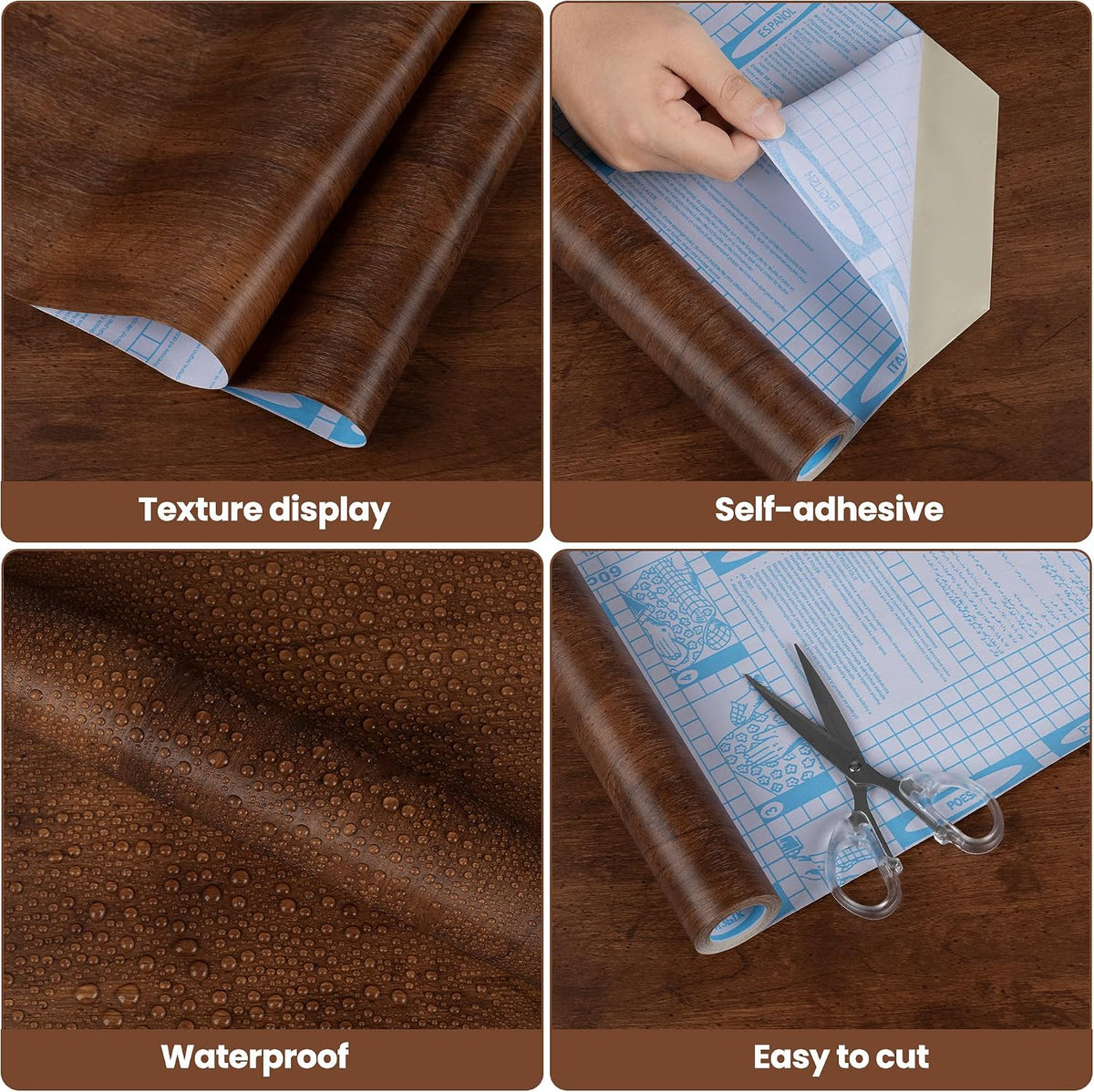 Realistic Wood Grain Peel & Stick Contact Paper – Waterproof Furniture & Countertop Vinyl Wrap