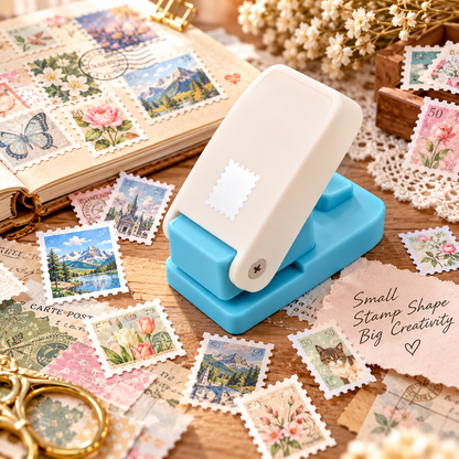 Mini Stamp Paper Punch – Postage Stamp Edge Craft Cutter for Scrapbooking & DIY
