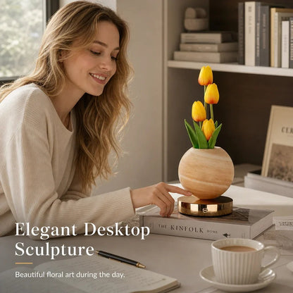 Tulip Planet LED Mood Lamp – Touch Control Bedside Light with Realistic Tulips