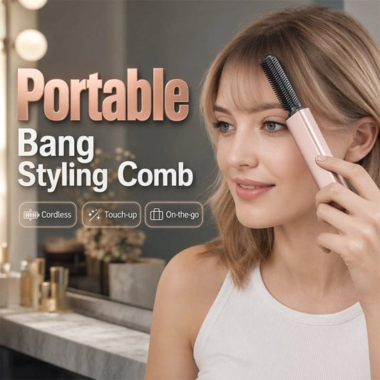 Portable Heated Bang Comb – Cordless Mini Hair Straightening & Styling Brush