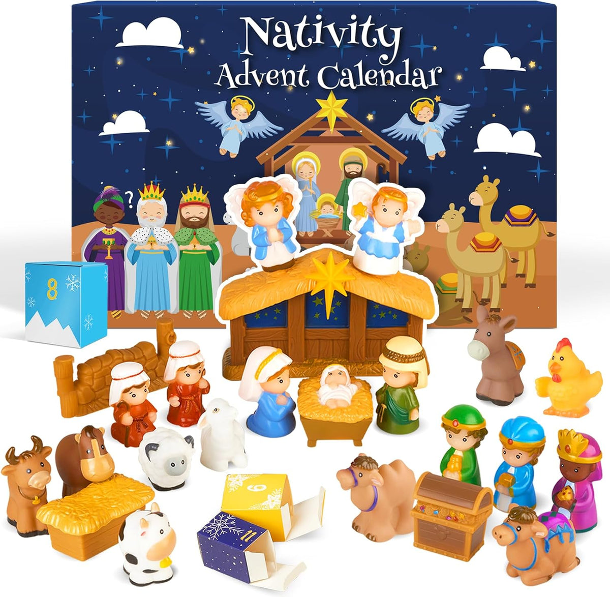 2026 Nativity Advent Calendar – 25 Piece Christmas Nativity Scene Playset
