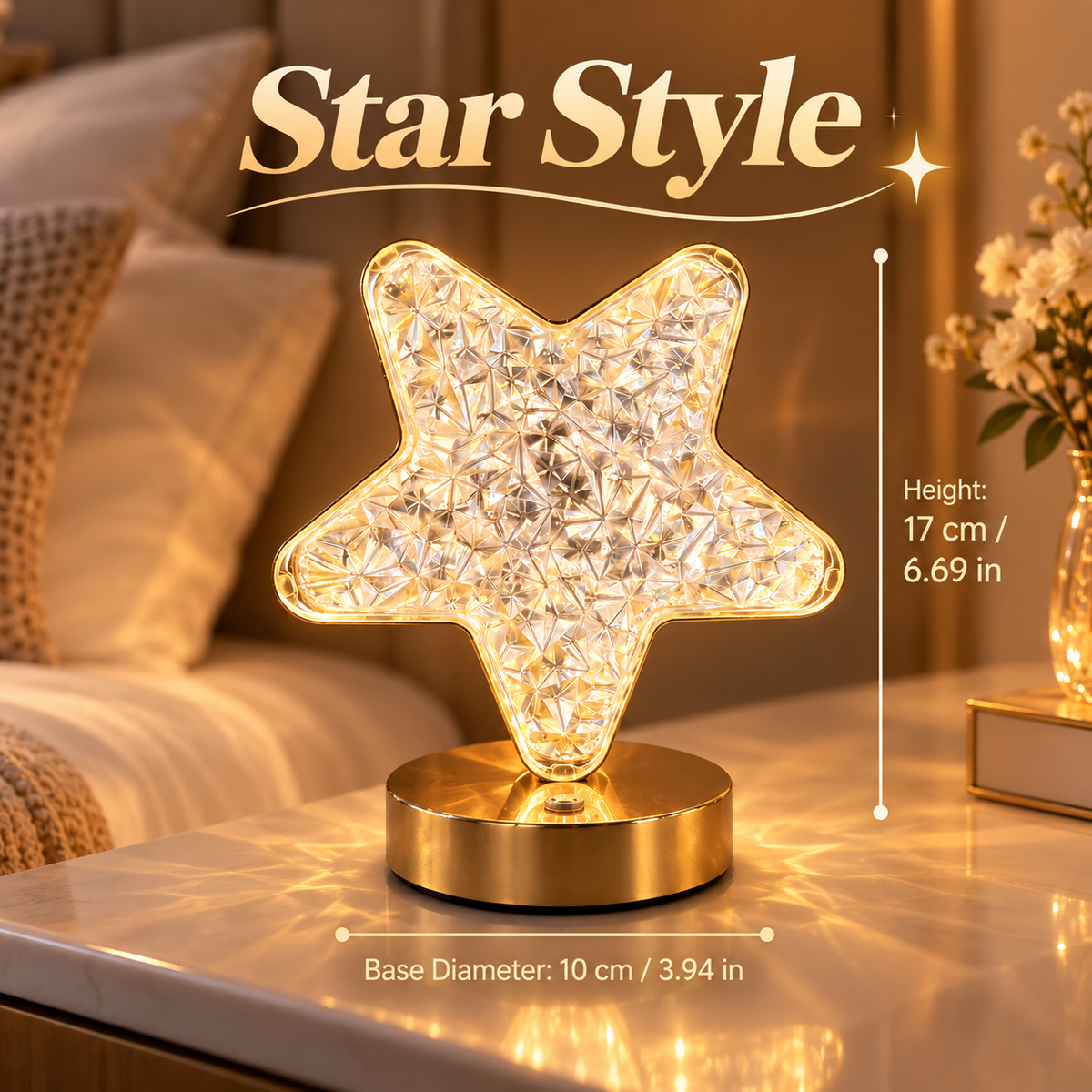 Rechargeable Touch Bedside Lamp – 3 Color LED Night Light