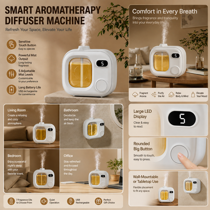 Smart LED Aroma Diffuser with Mist Control