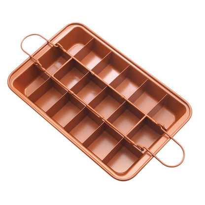 18-Section Brownie Pan with Removable Divider & Bottom – Nonstick Carbon Steel Baking Tray