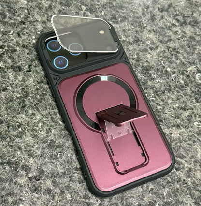 MagSafe Magnetic Case with Camera Lens Cover & Invisible Stand for iPhone