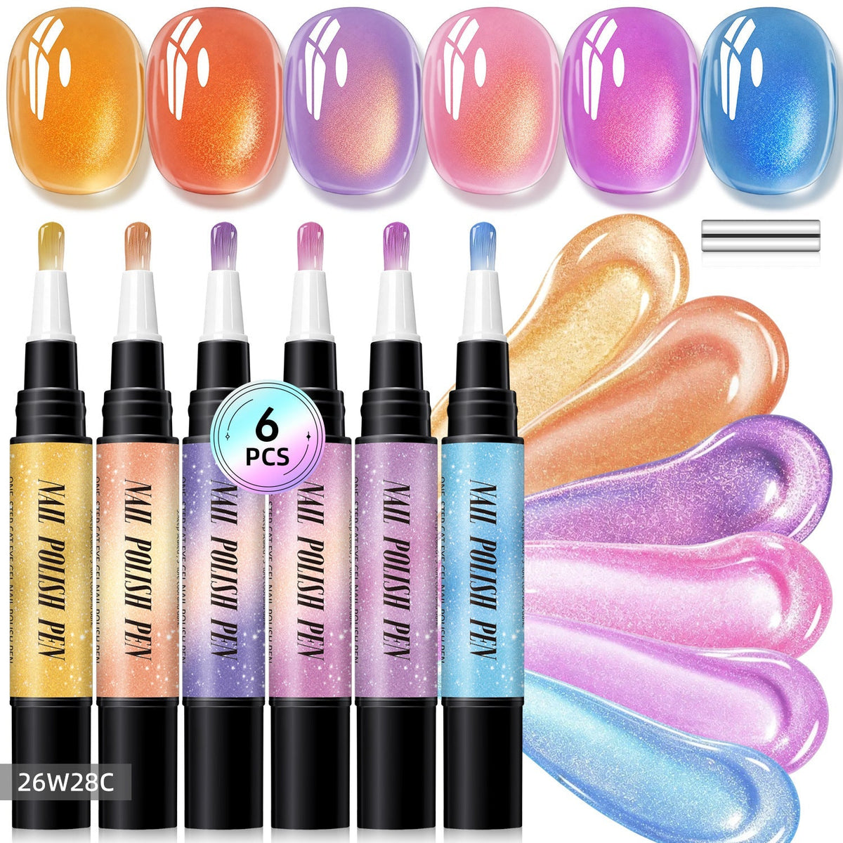6PCS One-Step Gel Nail Art Pen Set
