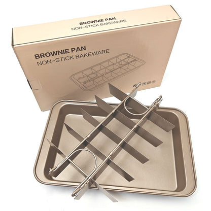 18-Section Brownie Pan with Removable Divider & Bottom – Nonstick Carbon Steel Baking Tray