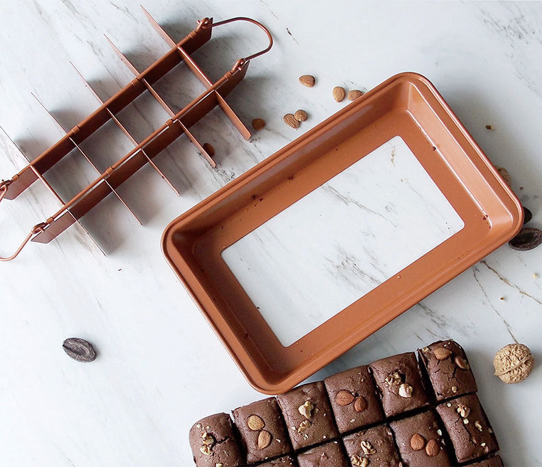 18-Section Brownie Pan with Removable Divider & Bottom – Nonstick Carbon Steel Baking Tray