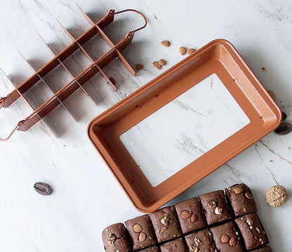 18-Section Brownie Pan with Removable Divider & Bottom – Nonstick Carbon Steel Baking Tray