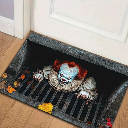🎃 Halloween Front Door Mat – 3D Skull & Clown Horror Rug
