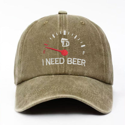 🍺 ‘I NEED BEER’  Embroidered Baseball Cap – Unisex Adjustable Washed Vintage Hat