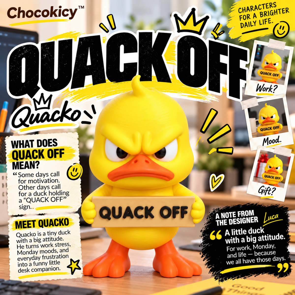 Funny Angry Duck Figurine – Sarcastic Desk Decor & Novelty Gift