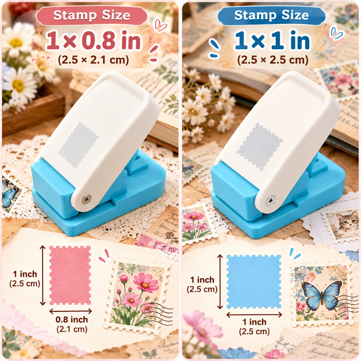 Mini Stamp Paper Punch – Postage Stamp Edge Craft Cutter for Scrapbooking & DIY