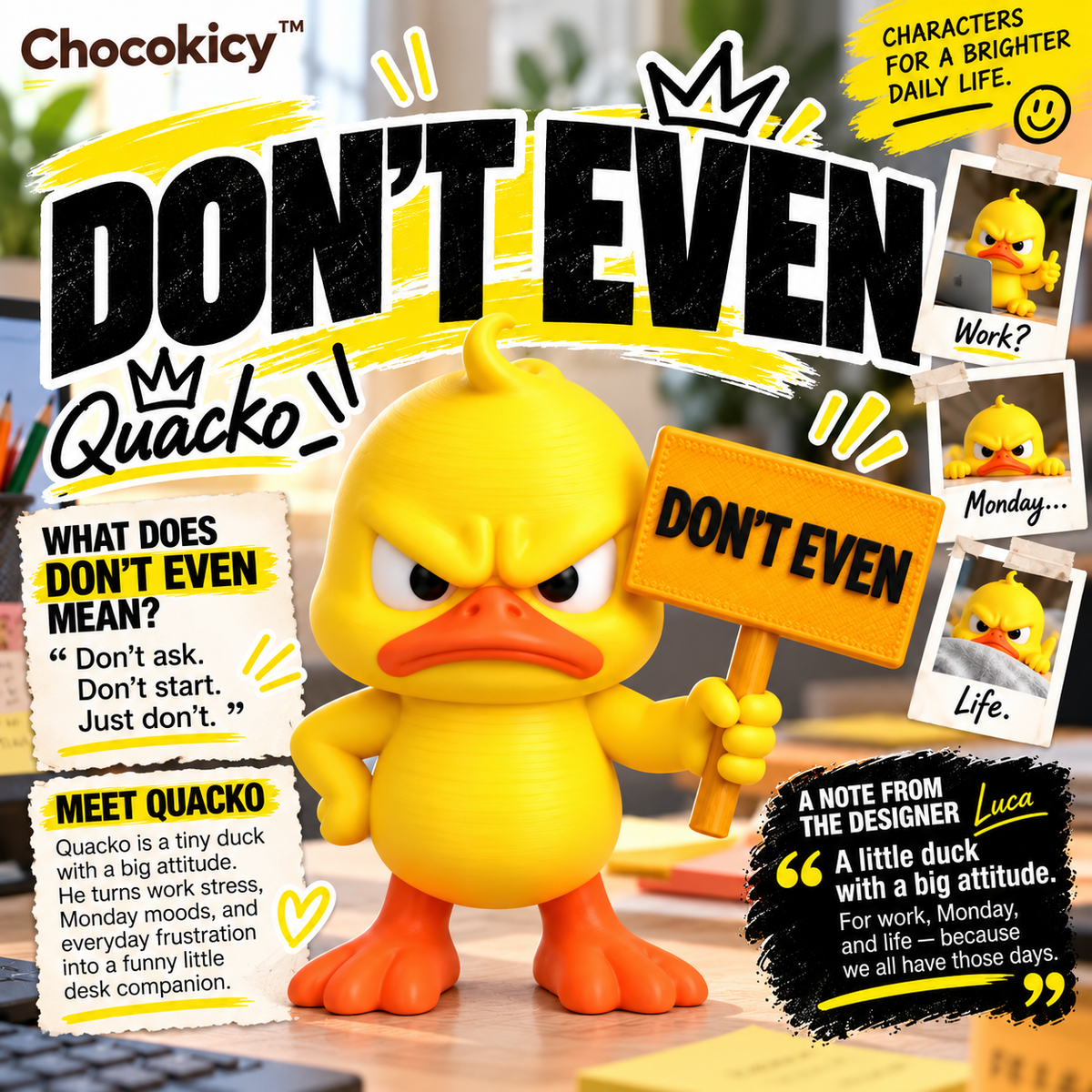 Funny Angry Duck Figurine – Sarcastic Desk Decor & Novelty Gift