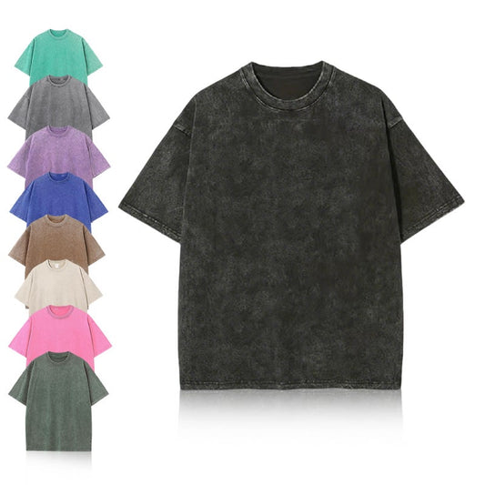 Vintage Acid Wash Heavyweight T-Shirt – 100% Cotton Oversized Tee for Men & Women